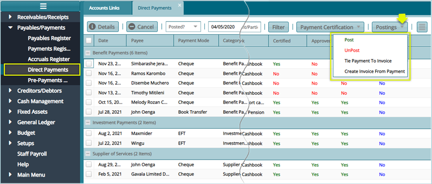 Direct Payments Register
