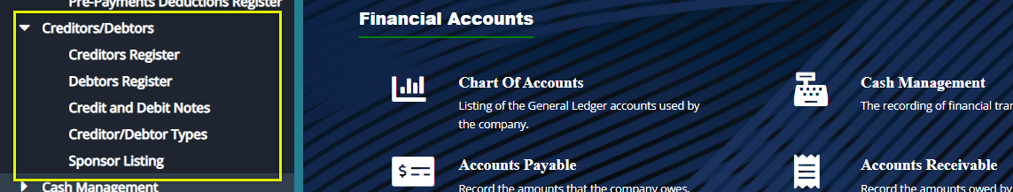 Creditors/Debtors
