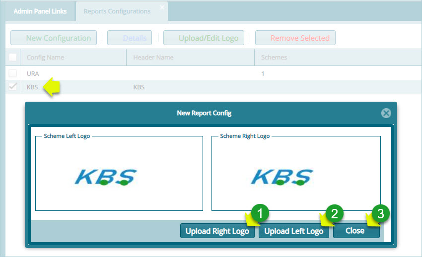 Uploading report logos image