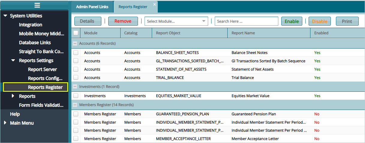 Reports Register image