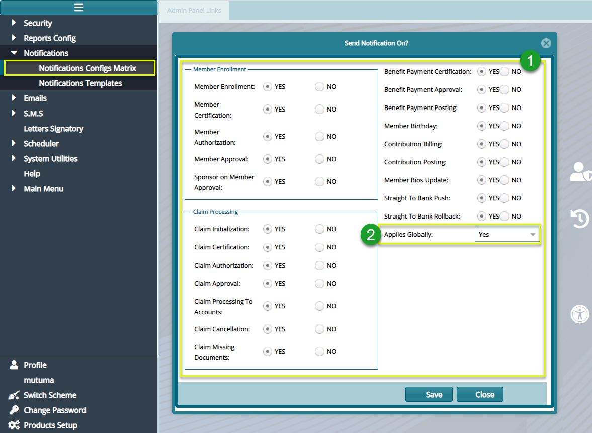 notification configuration matrix image