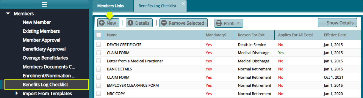 benefits checklist