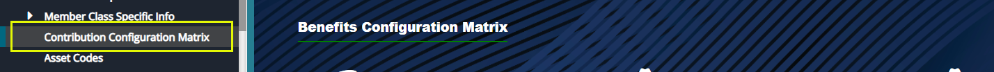 Contribution configurations menu