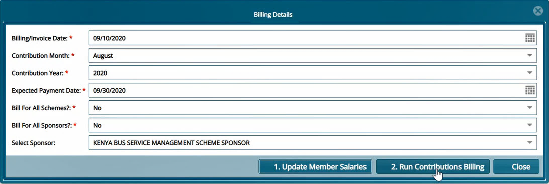 Generate Contributions Bills