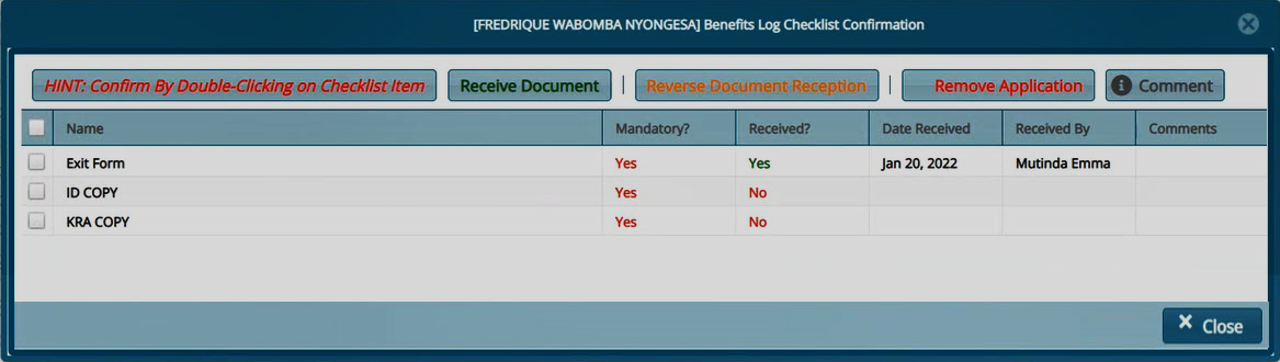 Exit Documents Checklist