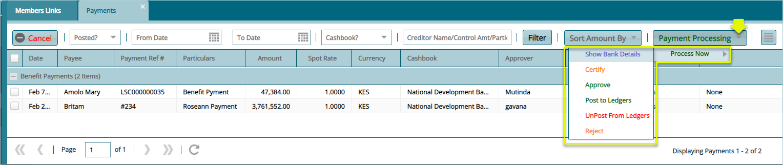 payment register