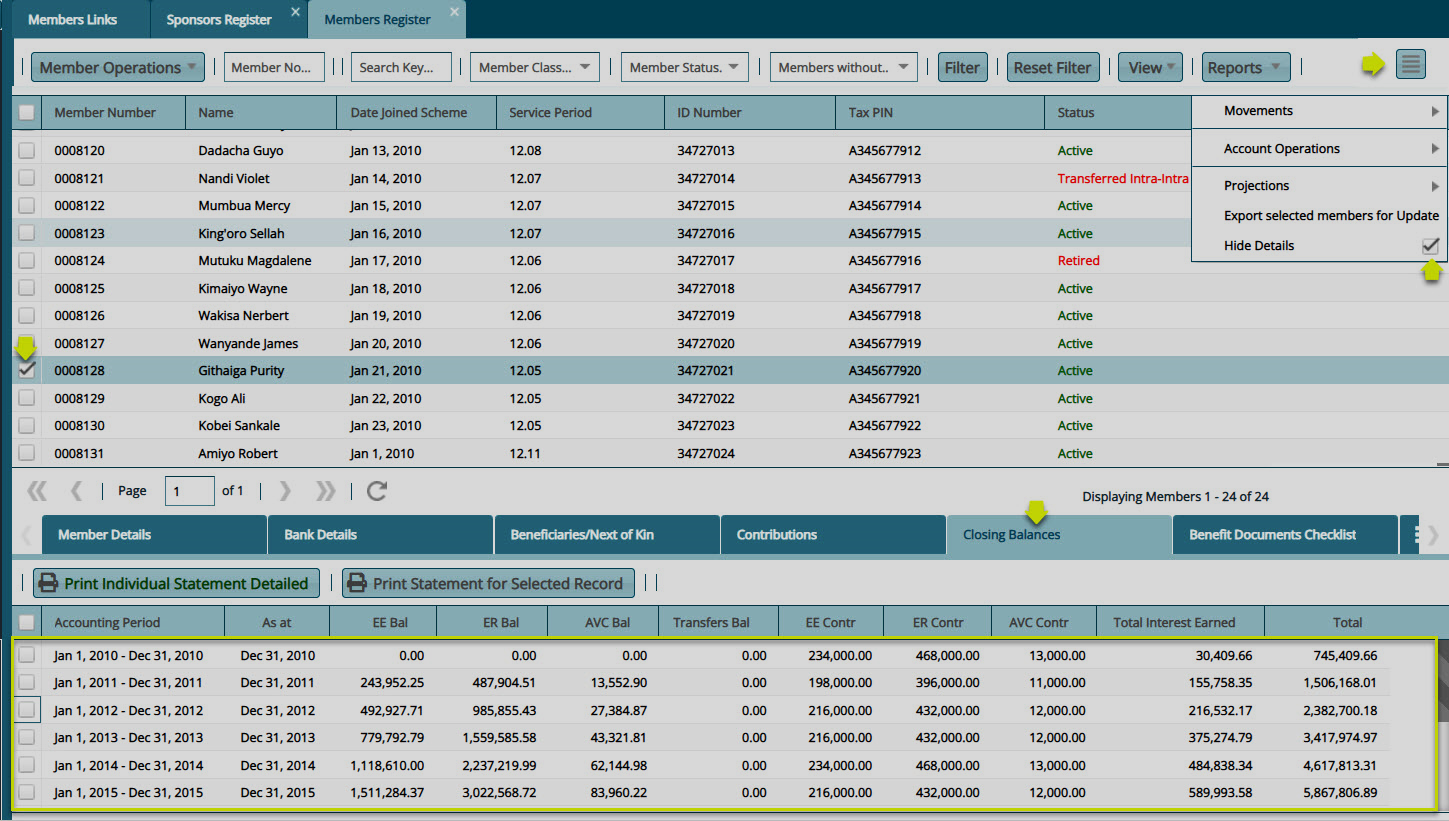 Closing Balances