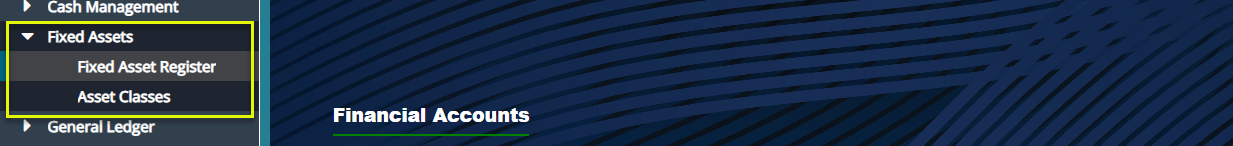 fixed assets menu