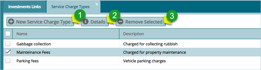 service charge types window