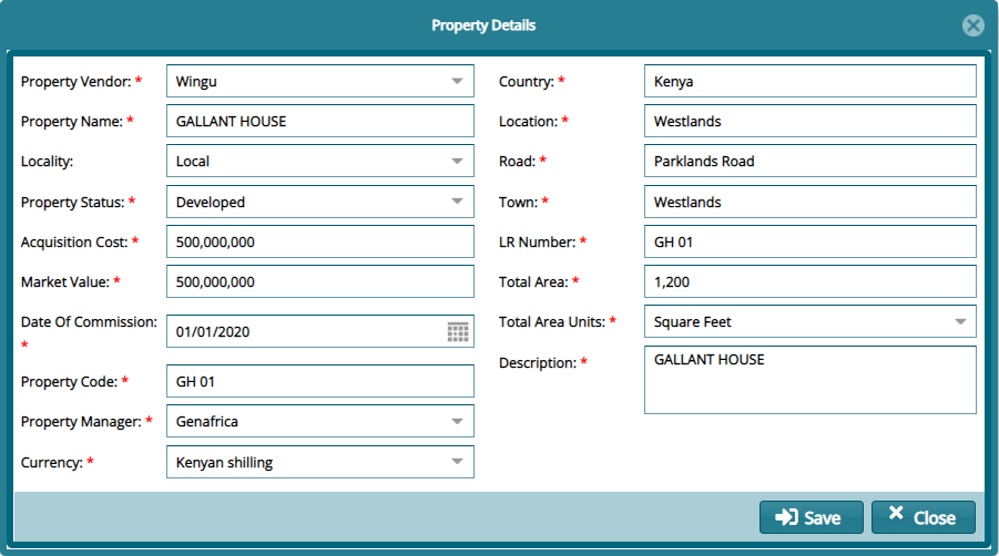 new propert dialog window
