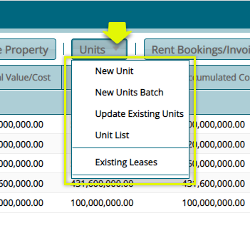 property units menu