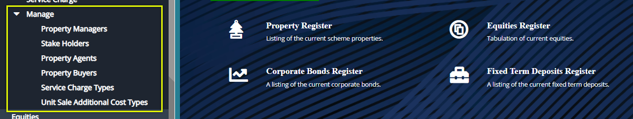 property management menu