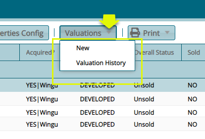 valuations menu