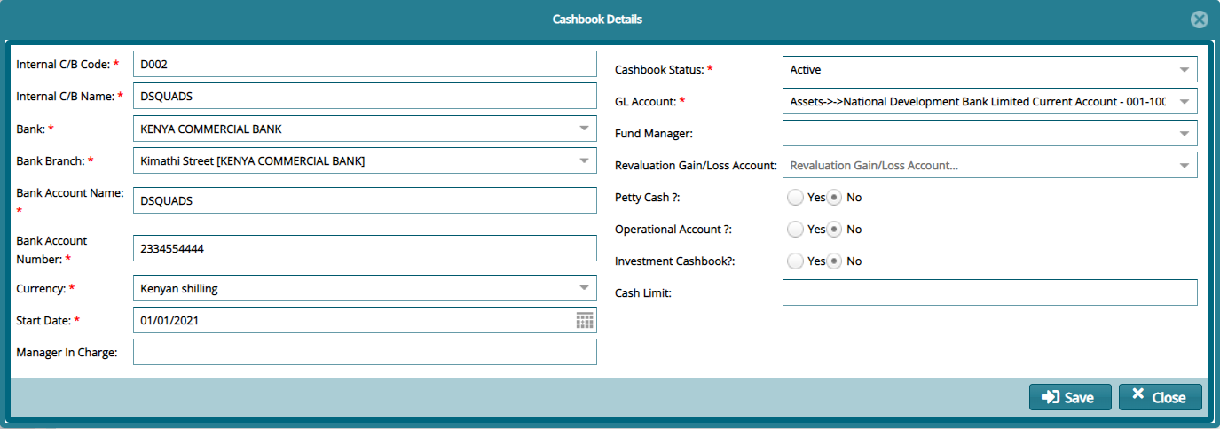 New Cashbook