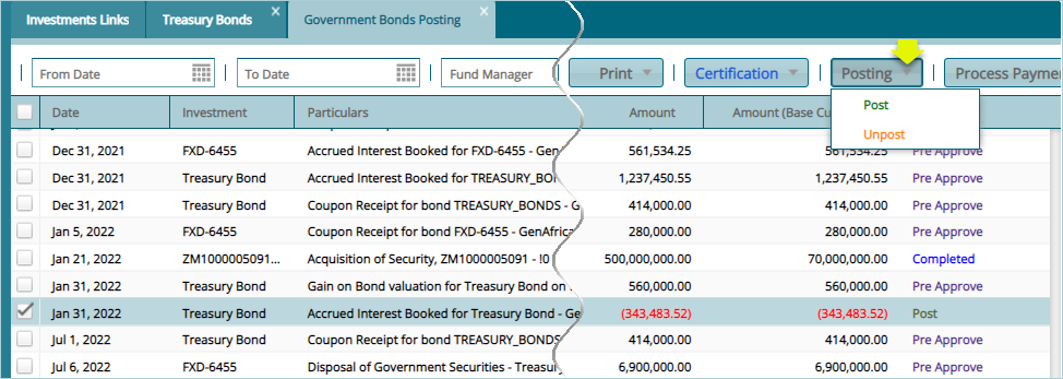 posting accrued interest