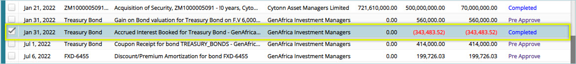 succeessful posting of accrued interest
