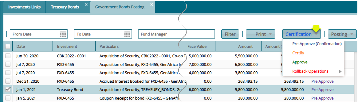 treasury bond posting process