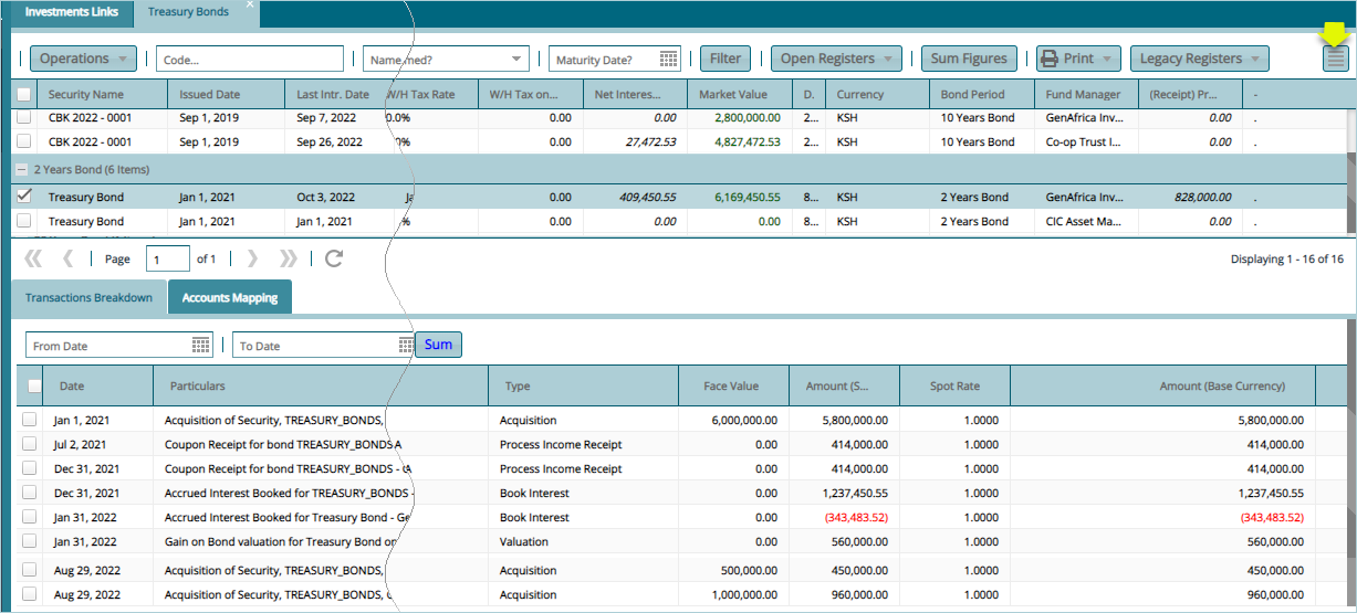 bond transaction breakdown