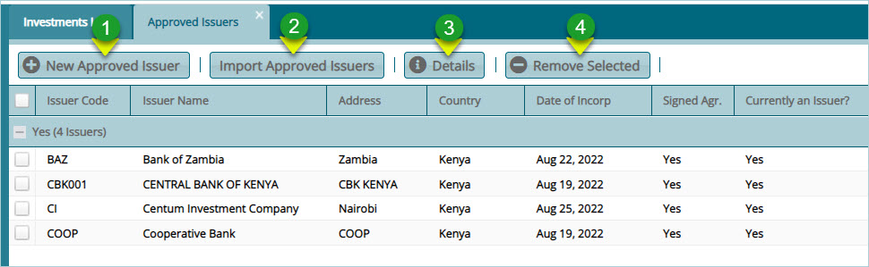 Approved Issuers sub menu