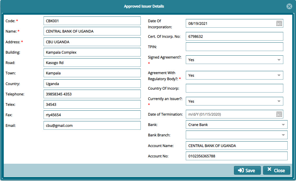 New approved issuers