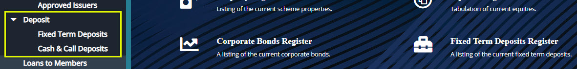 deposits menu