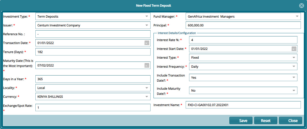 new Term Deposits