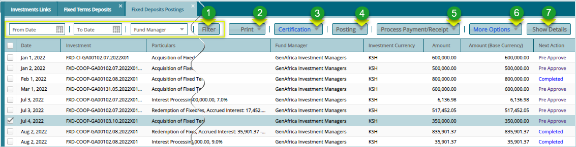 Posting a Fixed Term Deposit