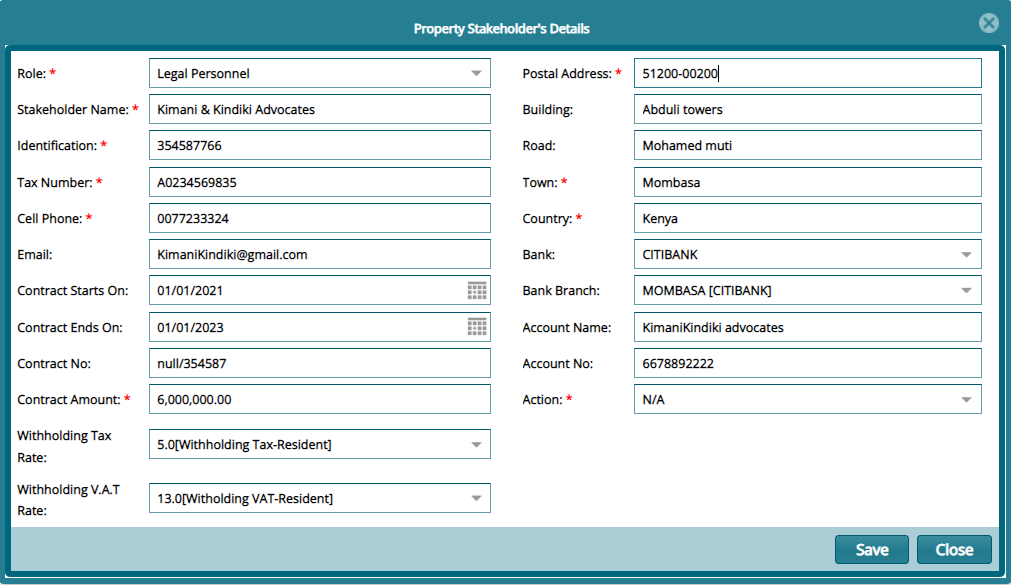 new property shareholder dialog box