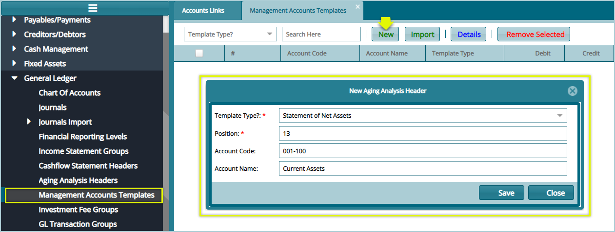 Managing Accounts Templates