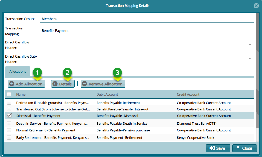 GL Transaction mappings details