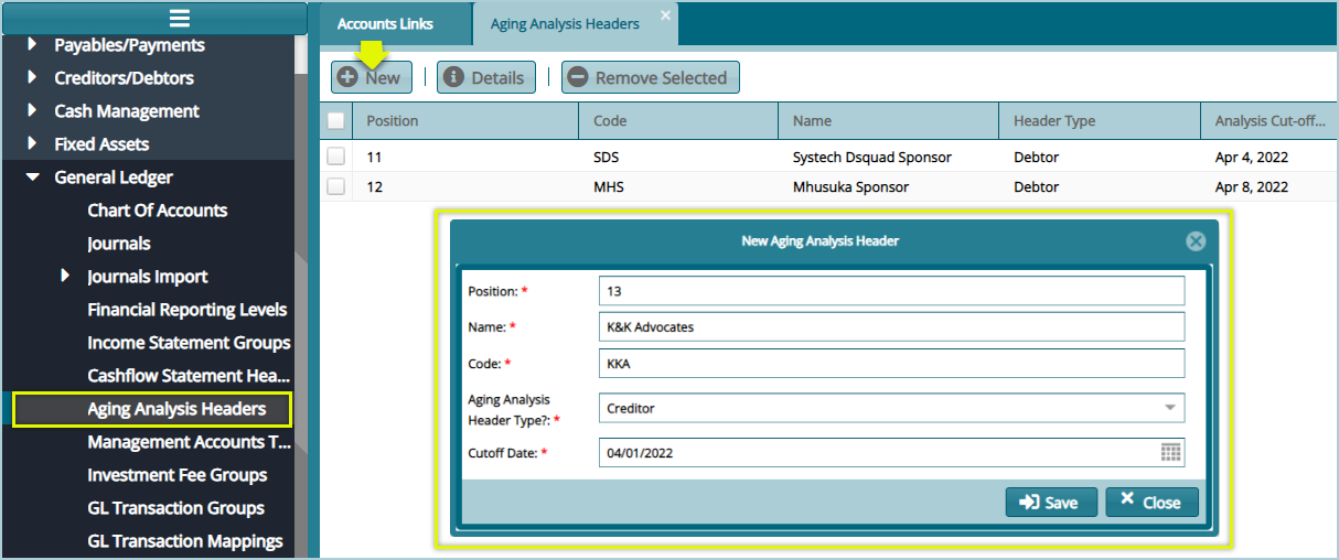 Aging Analysis Header