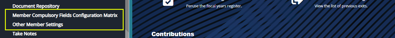 members module configurations menu