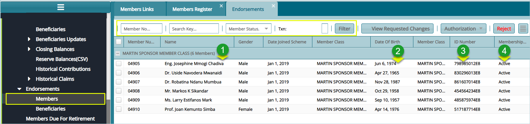 members endorsement
