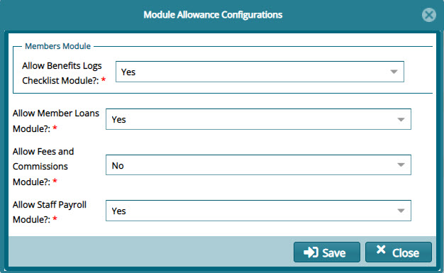 Module Allowance dialog box