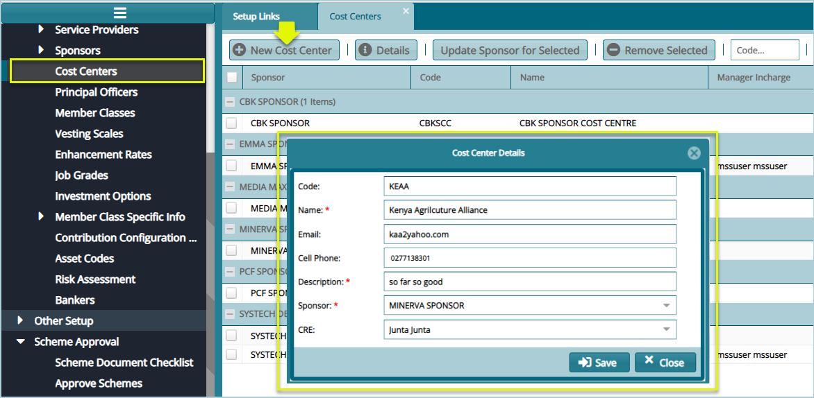 Cost Center