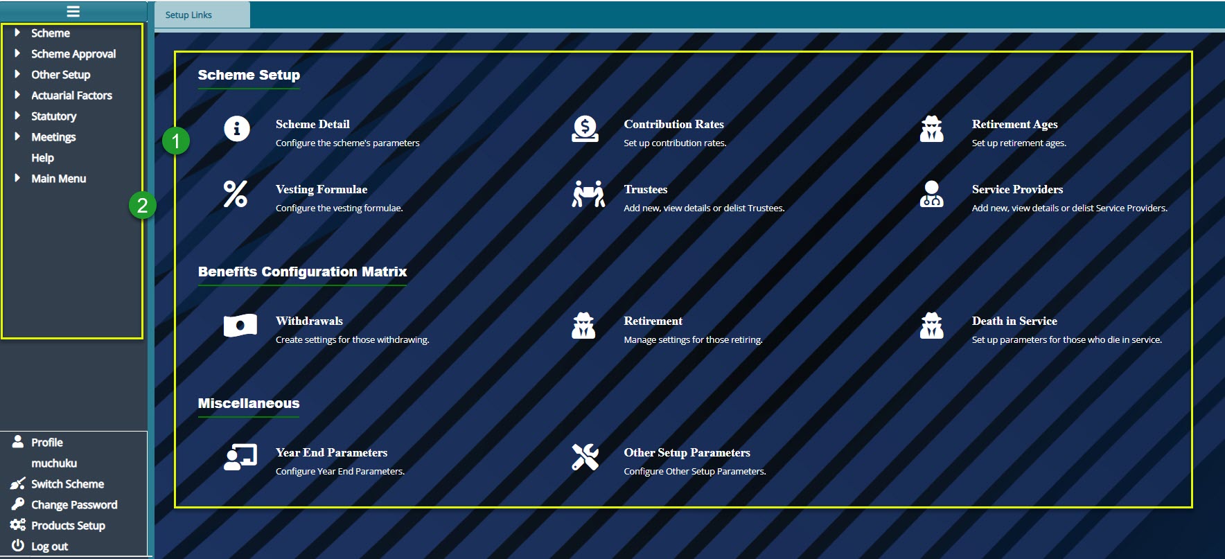 scheme setup dashboard image