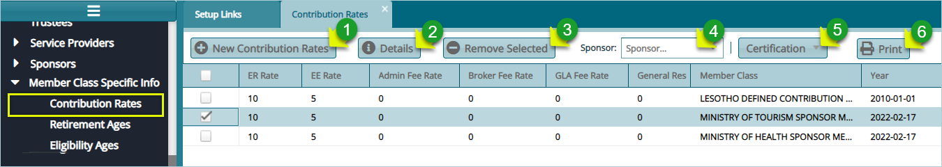 New Contribution Rates window