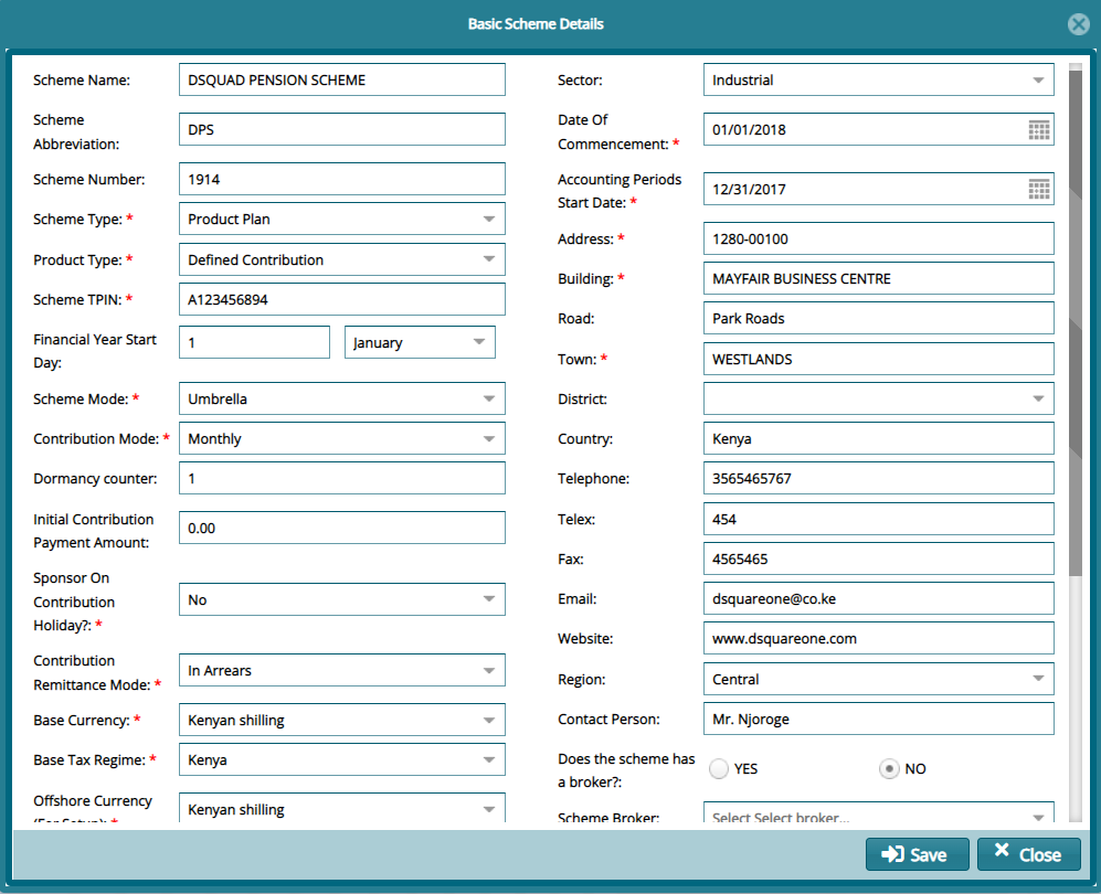basic scheme deatils form