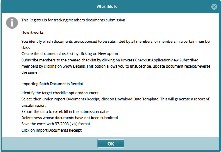 tracking member document submission status
